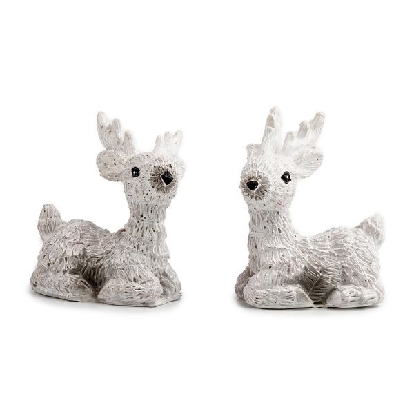 Srnka polyresin 5cm bílá gliter